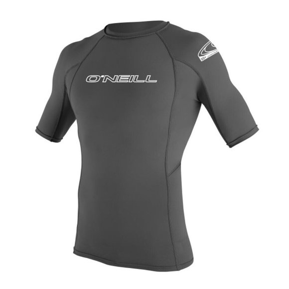 O'Neill Basic Skins Short Sleeve Rash Guard Graphite Small New with tags UPF 50 - Picture 1 of 4